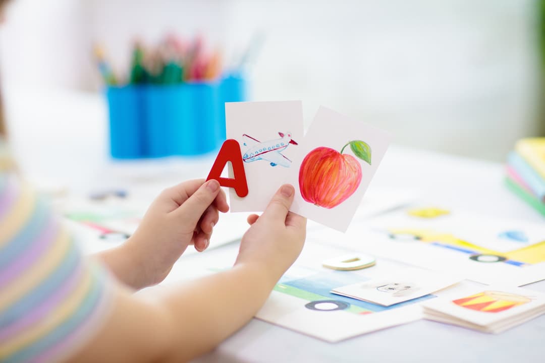 A child learning letters