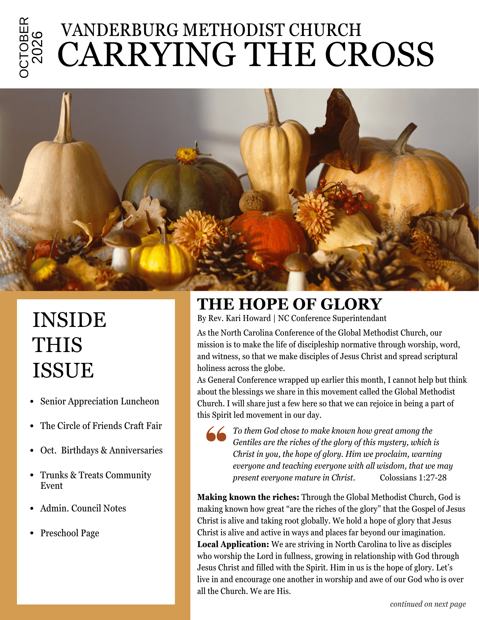 October 2026 newsletter cover